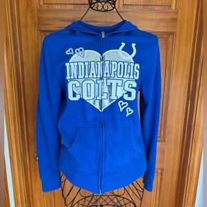 NFL Team Apparel Indianapolis Colts Full Zip Hooded Sweatshirt, Blue 16/18 Girl